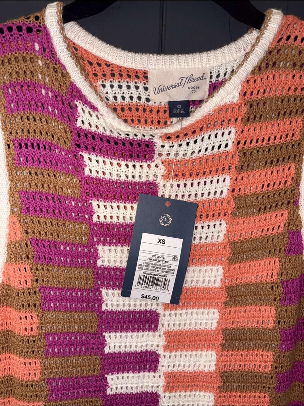 Universal Thread Sleeveless Crochet Maxi Dress in Pink, Orange & White - Picture 3 of 9